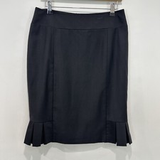Events Skirt 10 30in Waist Black Wool Blend Knee Length Pencil Pleated Hem EUC