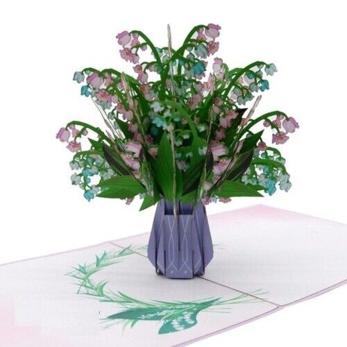 Lily of the Valley Pop Up Card, 3D Happy Birthday with Flowers Design for Mom - Picture 1 of 5