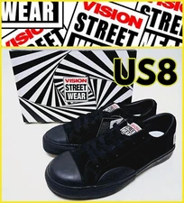 VISION STREET WEAR SUEDE LO BLACK VSW-7352 1441 Men's Sneakers US8 Japan New