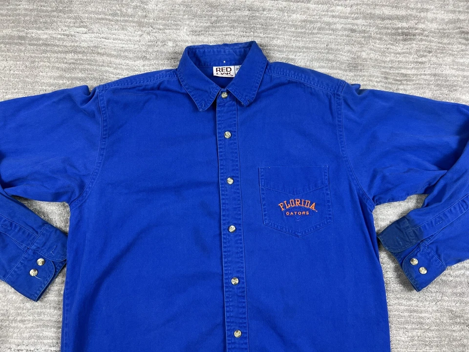 Vintage Florida Gators Shirt Mens Medium Blue Button Down Long Sleeve Red Oak - Image 2 of 4