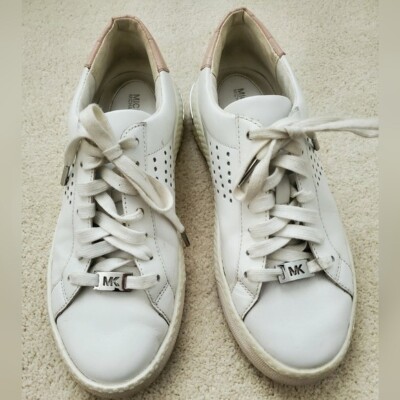 Michael Kors Codie Lace Up Optic White Leather Sneakers with