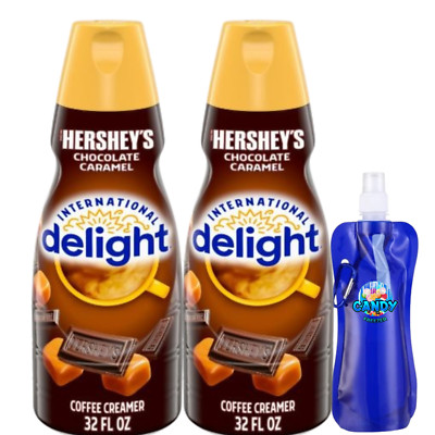 Int'l Delight Chocolate Caramel Coffee Creamer 32oz 2 pk w/ Collapsible Bottle