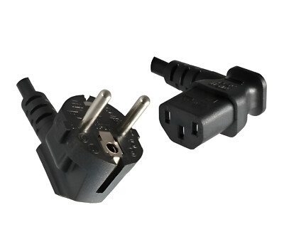 DINIC Netzkabel auf C13 90 Grad nach links abgewinkelt, 1mm², VDE, 3m