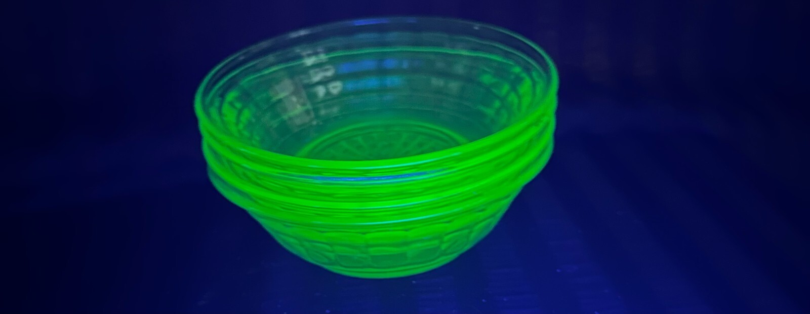 Vintage Anchor Hocking 4.25-Inch Green Block Optic Uranium Glass Dessert Bowls Set of 4
