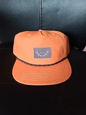 Wyld Manufacturing Adult Flat Bill Orange Hat Baseball Buck Horn Logo Snapback