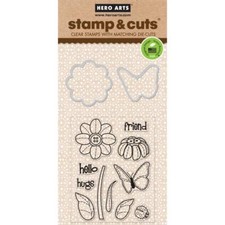 Hero Arts Stamp Cut "BUTTERFLY FLOWER" Clear Stamps With Dies Bundle