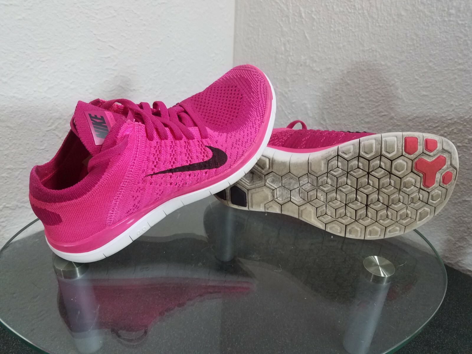 Nike Free 4 0 Flyknit Women S 6 Pink Flash Black White Ebay