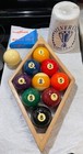 CLEANED & POLISHED ARAMITH “PREMIER” POOL BALLS W/8&9 BALL RACK/POWDER/12 CHALK — photo 2