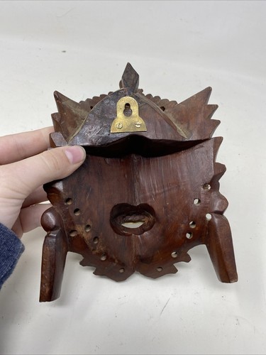 Vintage Asian Chinese Emperor & Dragons Hand Carved Wood Mask Rosewood missing I - Picture 5 of 8