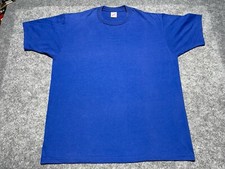 VINTAGE Blank Blue Grunge Skate Streetwear Shirt Jerzees USA Made Y2K mid XL