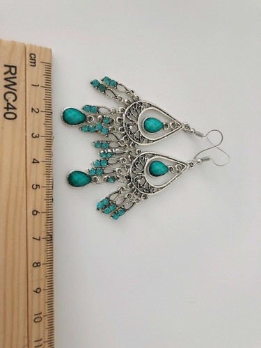 Women Retro Boho Blue Bohemian Party Ethnic Earrings Ear tassel Hook Drop Dangle - Picture 9 of 12