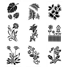 Schablone Blüten Blumen Blätter, Stencil f�...
