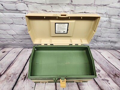 Vintage Plano 707 Tackle Box Tan/Green Gear Outdoors Handle 2