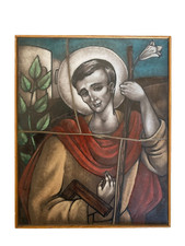 plaque de vitrail  Saint Antoine en opaline  Nederland holland Artisanat art