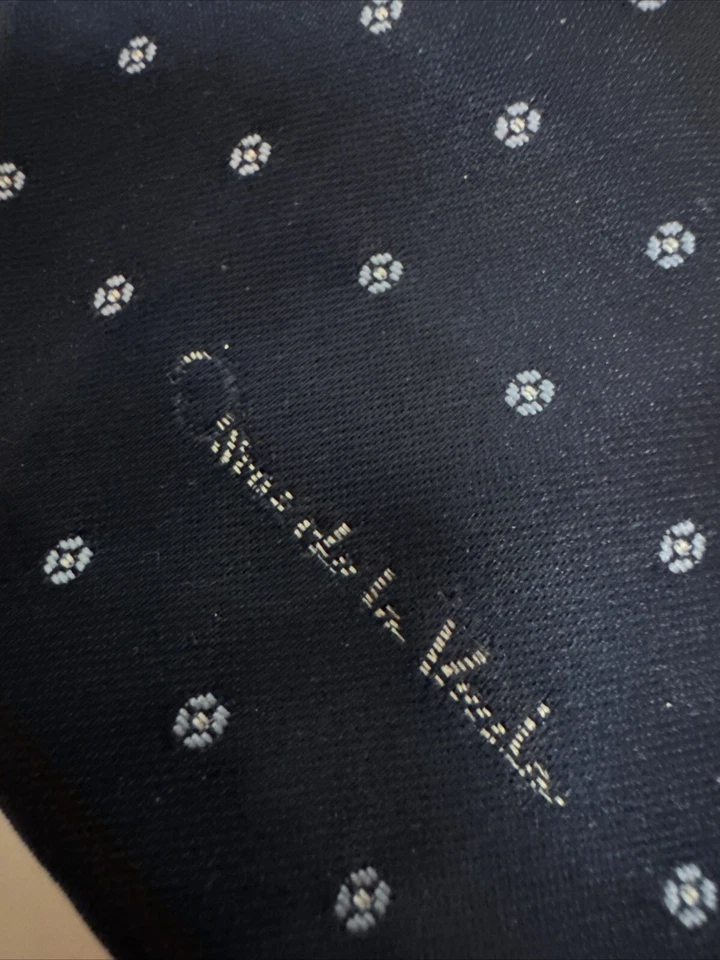 Corbata de lunares 58” Oscar De La Renta azul enviado para hombre Foto 3 de 4