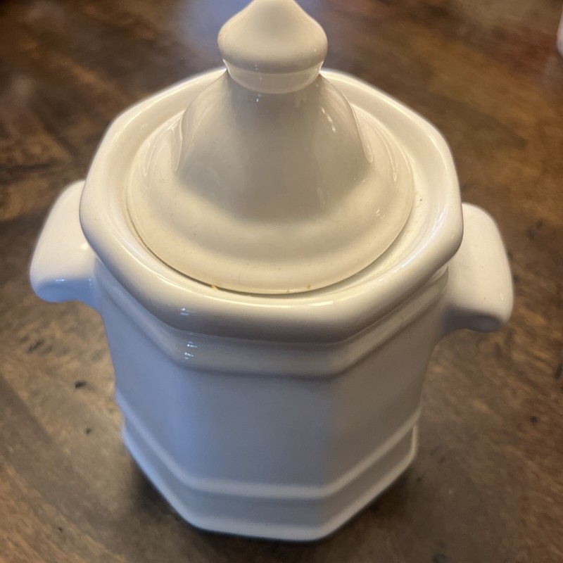 2 Pc Pfaltzgraff Heritage White Sugar Bowl EUC Lid Handles Pottery
