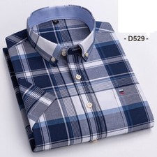 Mens Dress Oxford Shirts Formal Business Short Sleeves Cotton Casual Shirts Top