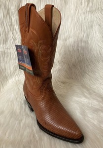 Pistolero Botas/Cognac/Genuino Piel De Lagarto/Puntera en Punta/Talla 9 EE  | eBay