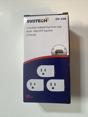 NEW OVIITECH 1 OUTLET INDOOR CURRENT TAP Surge Protector Wall Tap 3 PACK WHITE
