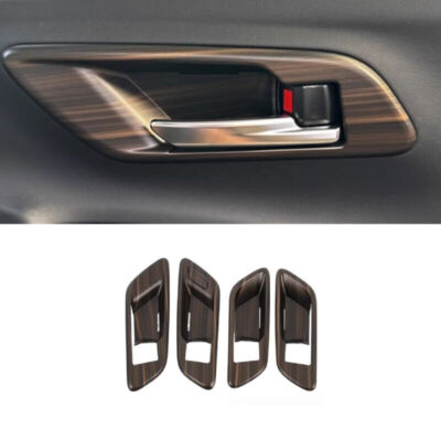 4x For Toyota Crown 2023-2025 Wood Grain Look Inner Door Handle Bowl Cover Trim