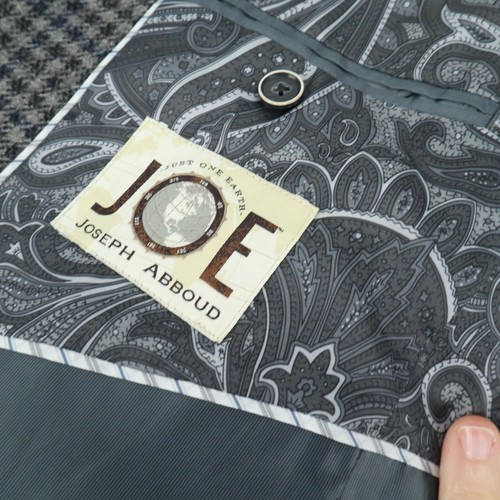 Joseph Abboud Joe Slim Fit Dark Gray Tweed w/ Blue Check Blazer Sport Jacket 42L - Picture 7 of 16