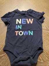 Unisex 3-6 Months Baby Gap Navy One Piece New In Town Short Sleeve Snap Closure