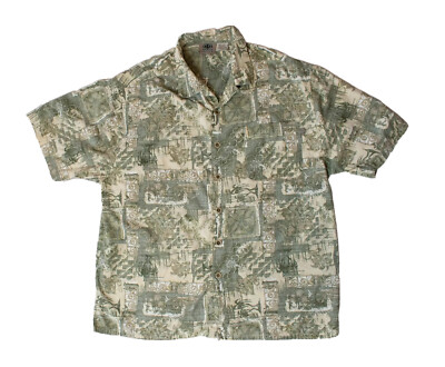 Maui & Sons Mens Large Hawaiian Tropical Floral Print Aloha Resort Shirt
