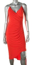 Laundry ~ Red Jersey Side Ruched Asymmetrical Hem Sheath Party Dress 14 NEW $265