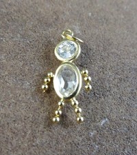 14k Yellow Gold Birthstone Baby Kid Pendant Charm April White Zircon Boy 768