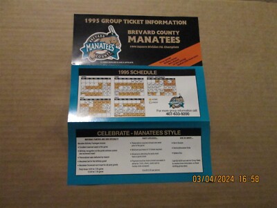 FSL Brevard County Manatees Vintage Defunct Circa 1995 Season Ticket Brochure