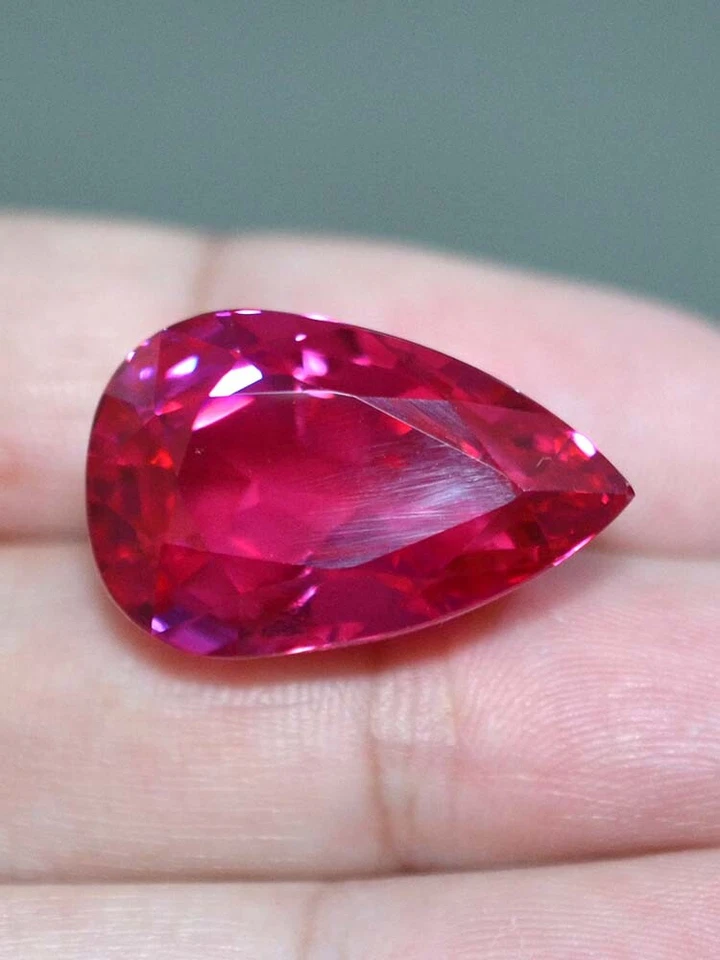 38.65 Ct 23.92x15.16 MM Pear Red Ruby Sapphire Lab Corundum R9516 - Image 2 of 4