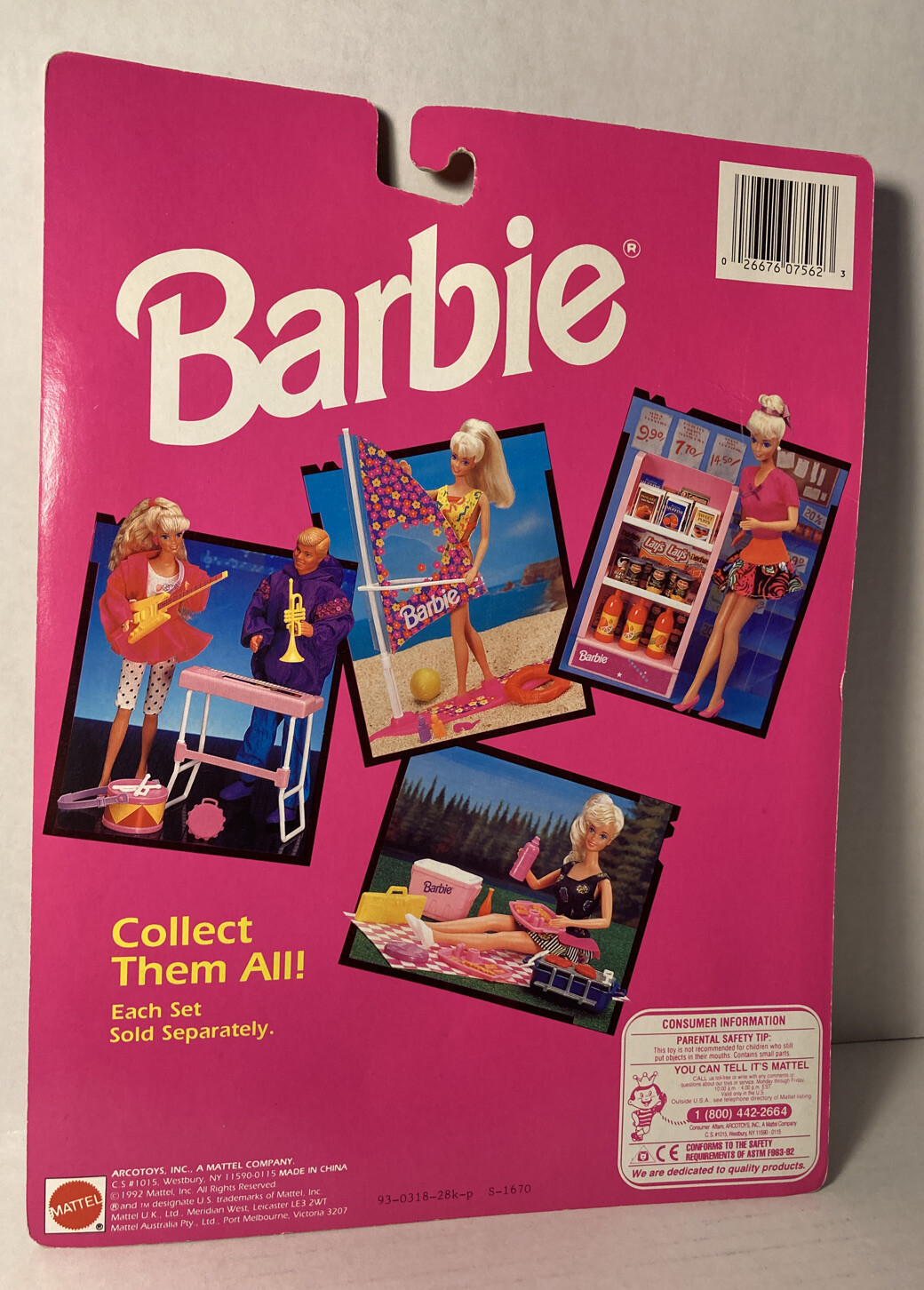 Vintage Barbie Doll Picnic Set #7297 NRFP 1992 NEW Tray Grill Radio Cooler Food