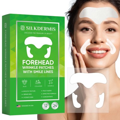SILKDERMIS Forehead Wrinkle Patches 12Pcs with Smile Line Patches 24Pcs with ...