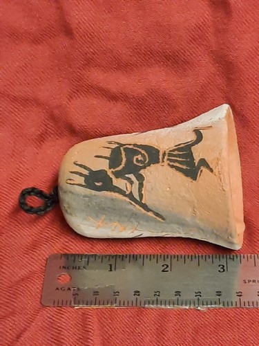 Native American Pottery Bell Hanging - Flute Player - Goat/Ram 3 1/2" high RARE. - Picture 11 of 11