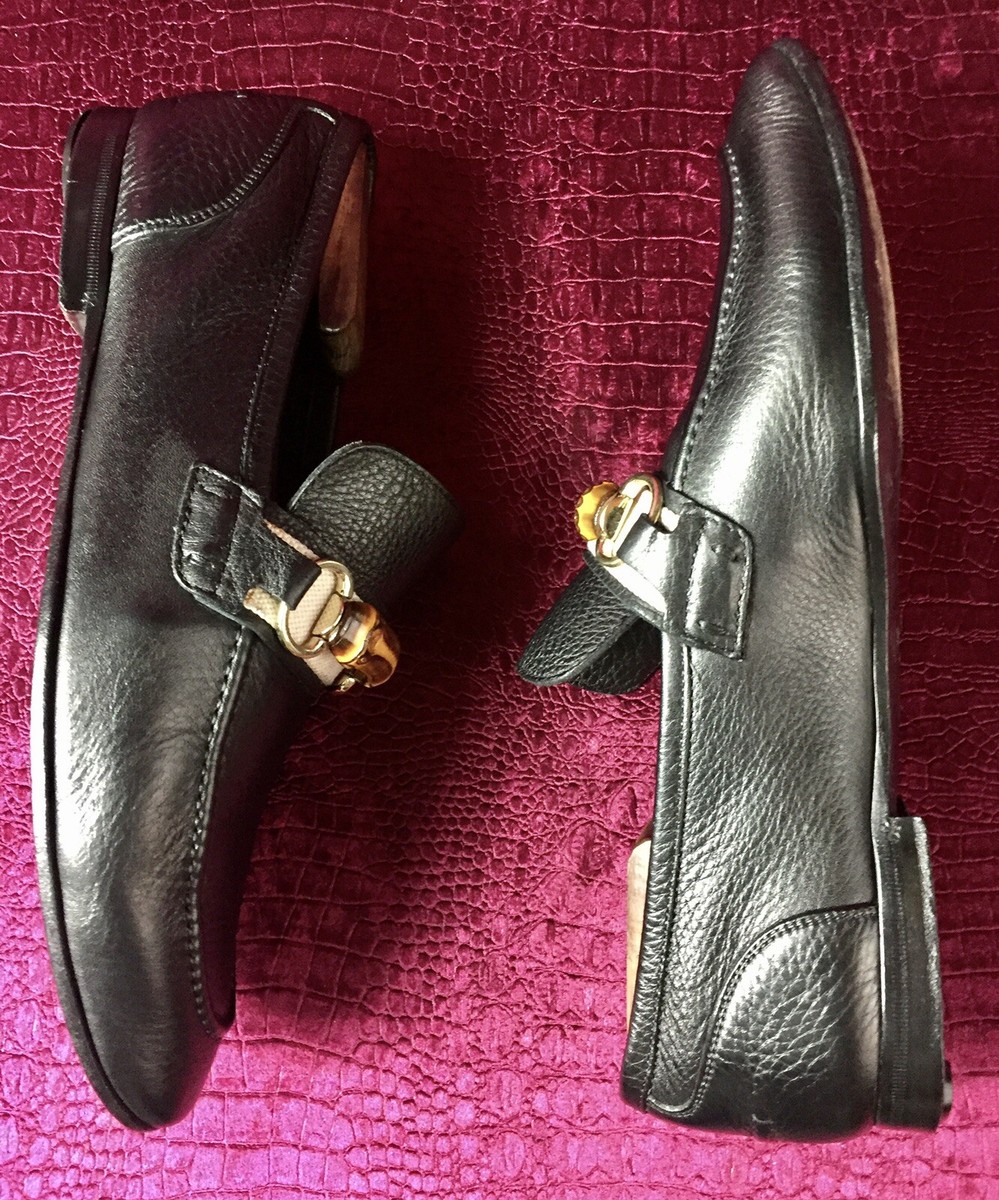$820 Mens Black Leather Gucci Bamboo Bit Loafers Sz 8 US / 7  display picture 2