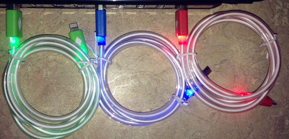 39" LED GLOW EL light MICRO USB charger cable FOR samsung galaxy s6+ edge note 5 - Image 3 of 4