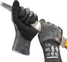 Cut Resistant Gloves, Large 1 Pair Original Black Black ANSI A9 - Sandy Nitrile
