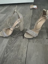 Charlotte Russe Champagne With Rhinestone Block Heel Size 8