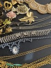 40+ Vintage Costume Jewelry Lot Brooch Necklace Bracelet Rhinestone  Flower — photo 10