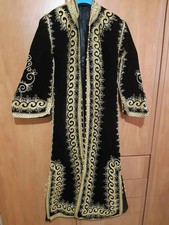 Black velvet gold embroidered ladies caftan