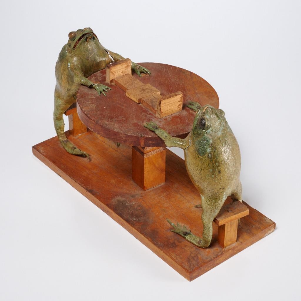 Vintage Taxidermy Real Frogs Playing Poker Mexican Folk Art Iris