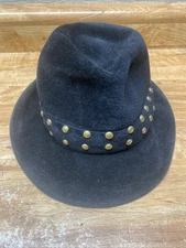 Makins New York Studio Black Teardrop Felt Fedora Hat Size M, 7 1/8