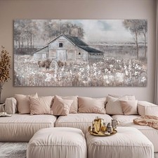 SDYA Cow Home Wall Decor Floral Canvas Print Room Decorations 29"x58" Large P...