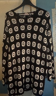 show me your mumu crochet black and white dress size X Large