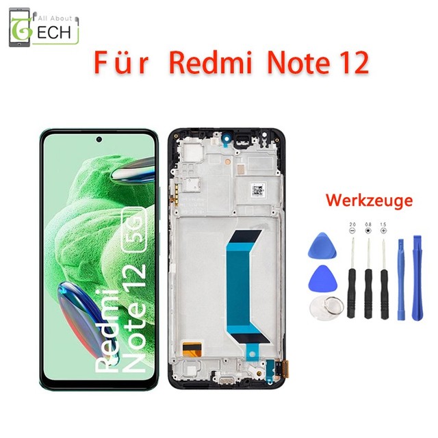 Für Xiaomi Redmi Note 12 5G LCD Display mit Rahmen (OLED) Touchscreen