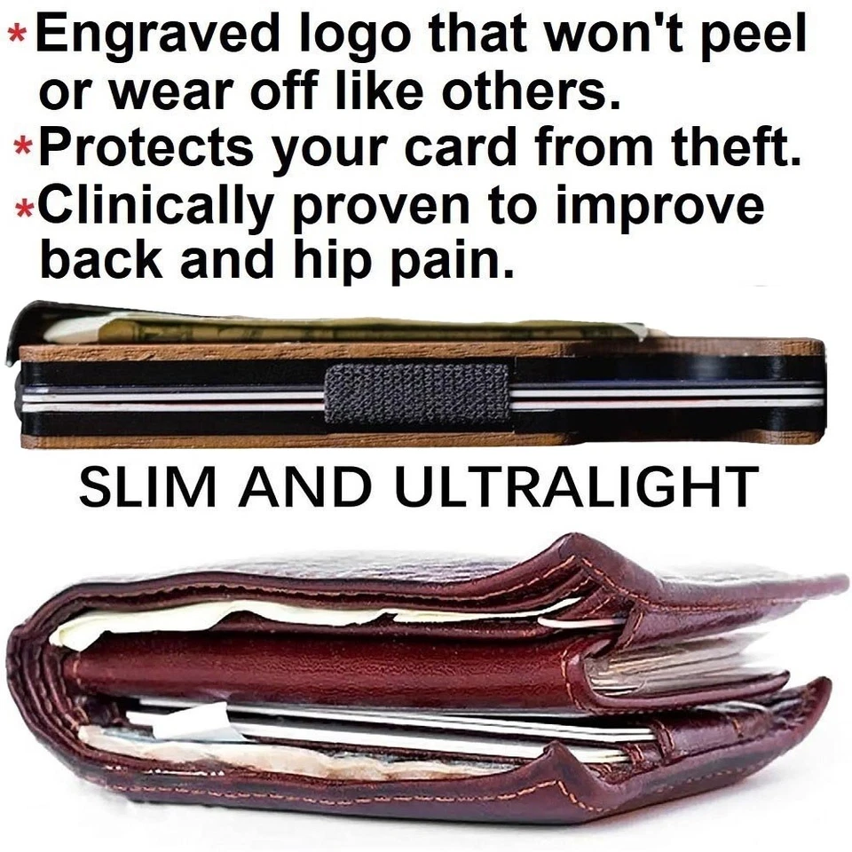 Cartera Texas Longhorns Personalizada Genuina Madera de Cerezo Grabada RFID Bloqueo Regalo D7 Foto 4 de 4