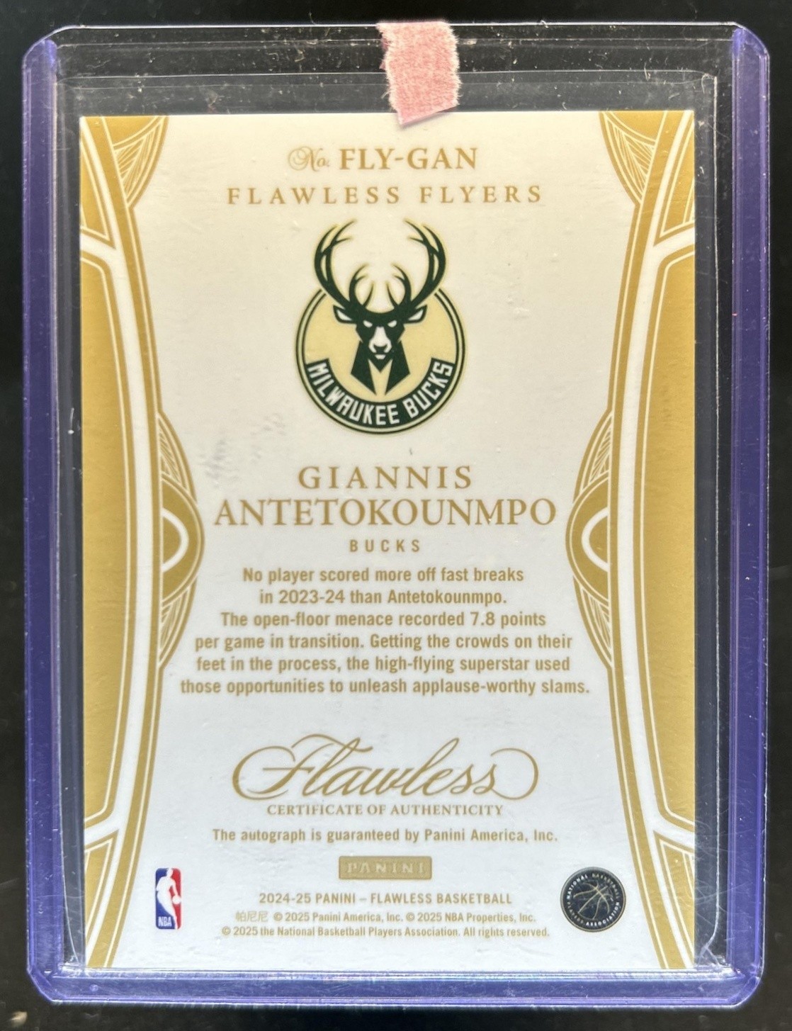 2024-25 Panini Flawless Giannis Antetokounmpo Flyers Auto Ruby #/15 Bucks view 2