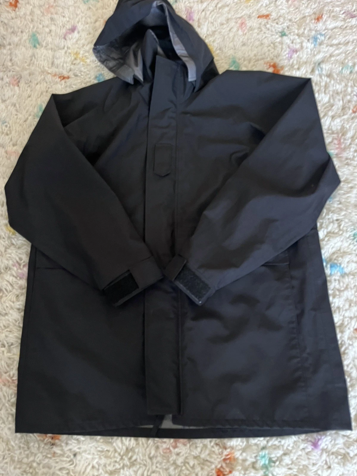 US Navy Parka Mens Medium long Blk Goretex Packable Hood Full Zip Cold Weather