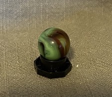 Antique Vintage ALLEY SWIRL Marble Made in USA 15mm Green/Amber Rare HTF 