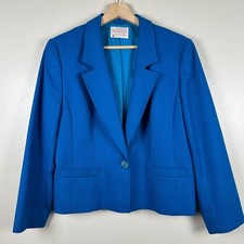 Pendleton Women's 14 Blazer Royal Blue 100 Virgin Wool Made in USA